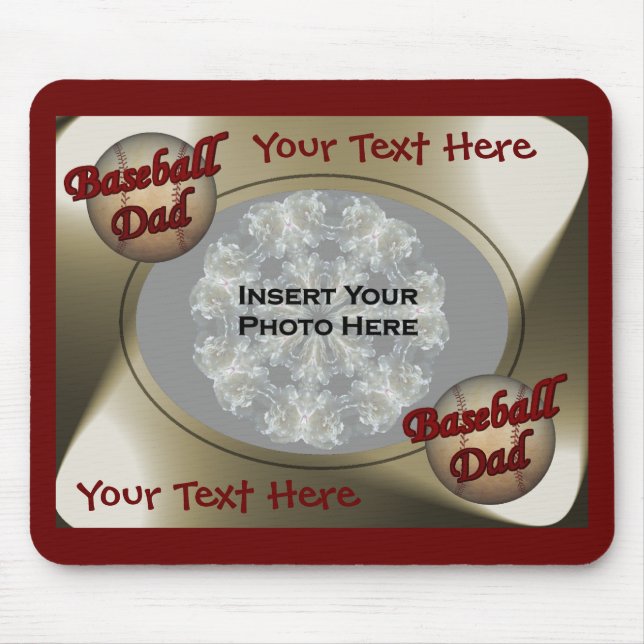 Tapis De Souris Photo de conception de papa de base-ball (Devant)
