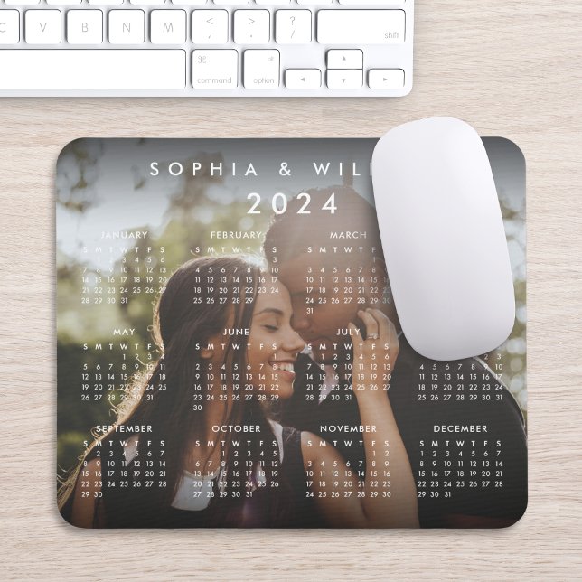 Tapis De Souris Photo de famille personnalisée Calendrier 2024 (Créateur téléchargé)