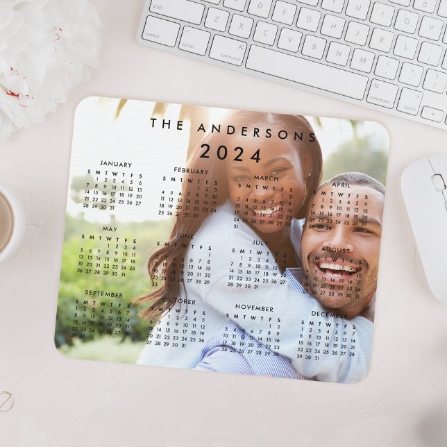 Tapis De Souris Photo de famille personnalisée Calendrier 2024 (Créateur téléchargé)