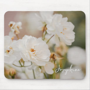 Tapis De Souris Photo de fleurs de roses blanches élégantes avec n