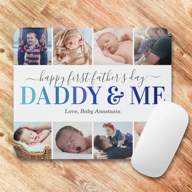 Tapis De Souris Photo de première Fête des pères Daddy & Me (Créateur téléchargé)