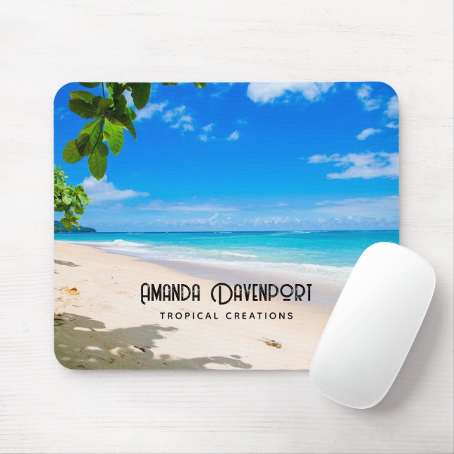 Tapis De Souris Photo d'une belle plage tropicale ensoleillée (Avec souris)