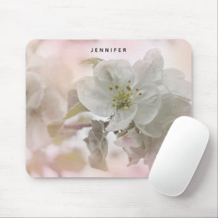 Tapis De Souris Photo en fleurs de pomme blanche