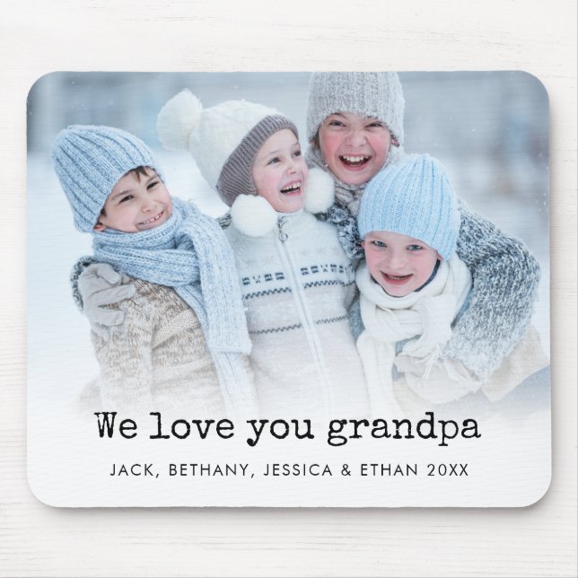 Tapis De Souris Photo Overlay Love Grand-père Noms Année (Devant)