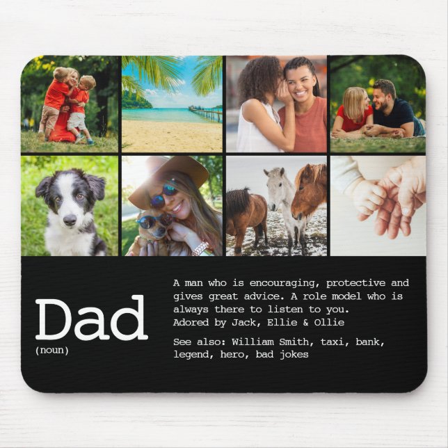 Tapis De Souris Photo Papa Personnalisée Noir Et Blanc (Devant)