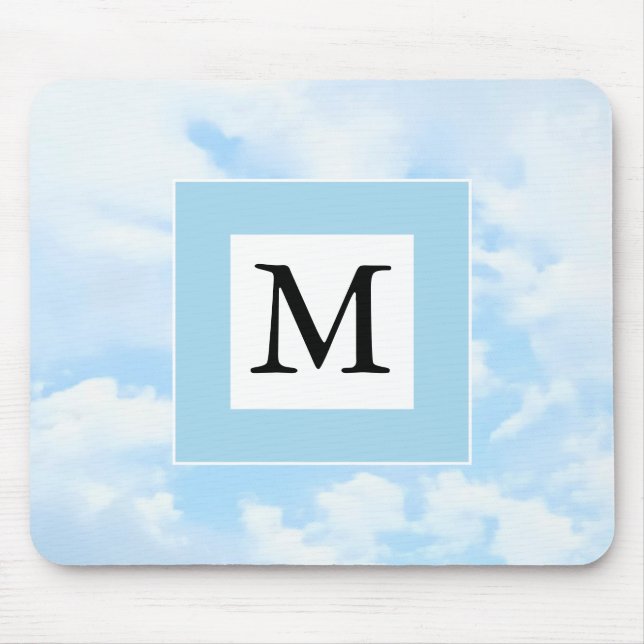 Tapis De Souris Photo Soft Blue Sky Custom Single Initial (Devant)