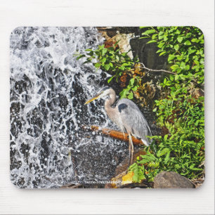Tapis de souris photographique Heron, Moon & Water