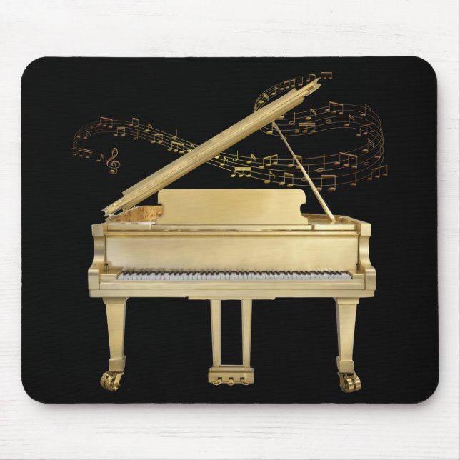 Tapis De Souris Piano d'or sur la souris noire (Devant)