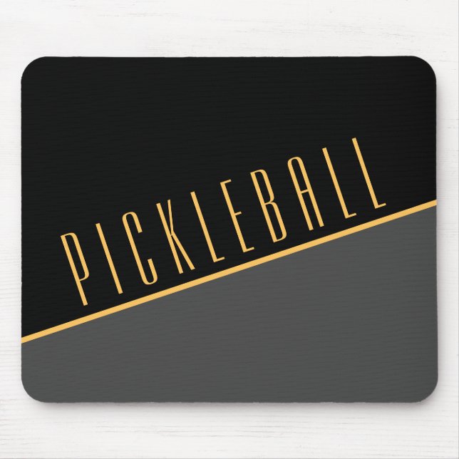 Tapis De Souris PiCKLEBALL moderne diagonale noir couleur bloc (Devant)