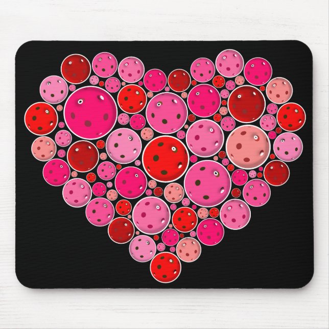 Tapis De Souris Pickleball plein coeur rose et rouge amour (Devant)