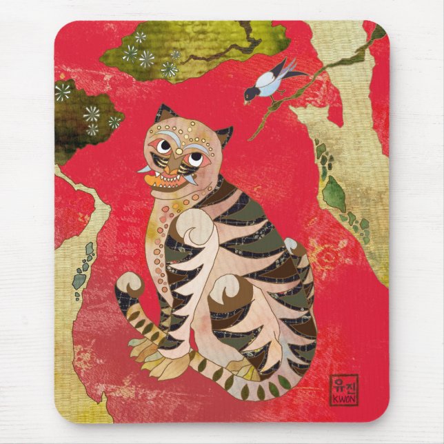 Tapis De Souris Pie et tigre : Art populaire coréen (Devant)