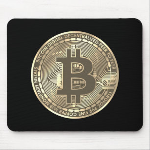 Tapis De Souris Pièce Bitcoin noir Sepia Souris Pad