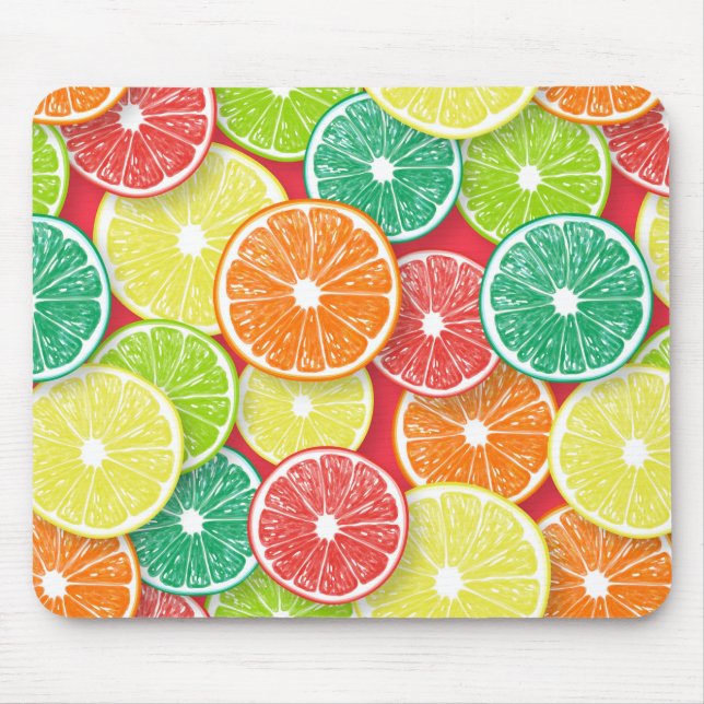 Tapis De Souris Pièces de fruits d'agrumes pop art 2 (Devant)