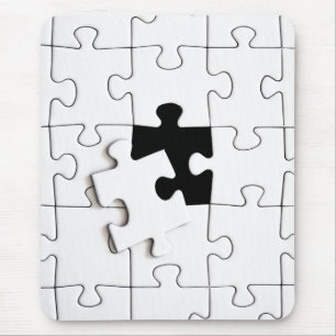Tapis De Souris Pièces de puzzle qui s'amusent noir et blanc