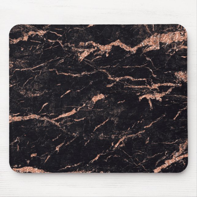 Tapis De Souris Pierre de marbre rose rose Rose or Parties scintil (Devant)