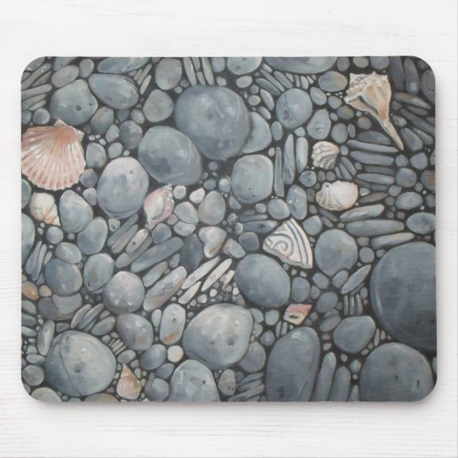 Tapis De Souris Pierres de plage Coques Galets Rochers Peinture Ar (Devant)