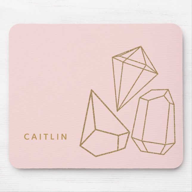Tapis De Souris Pierres d'or personnalisées rose pâle (Devant)