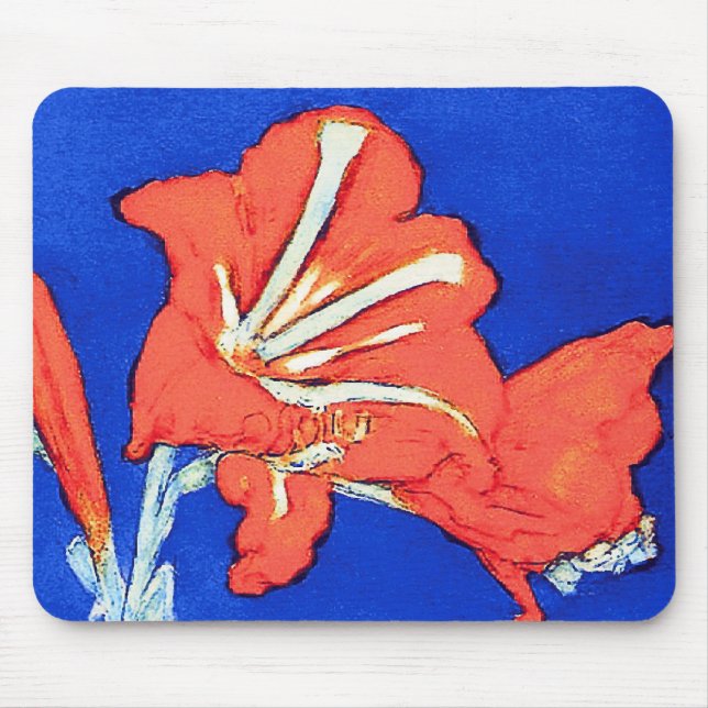 Tapis De Souris Piet Mondrian - Amaryllis Peinture aux Fleurs (Devant)
