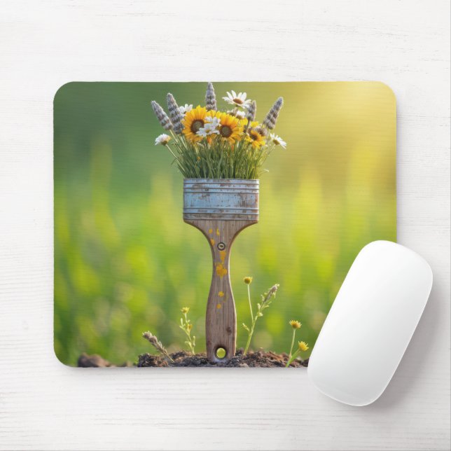 Tapis De Souris Pinceau Avec Fleur sauvage (Avec souris)