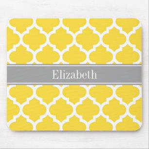 Tapis De Souris Pineapple Wht Moroccan #5 Dk Gray Name Monogram