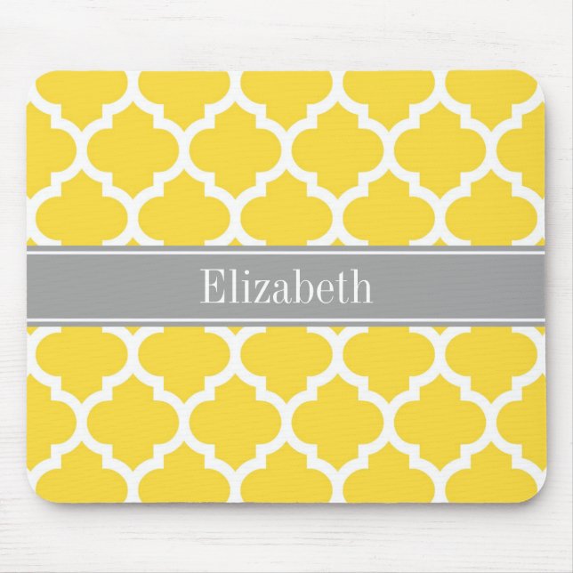 Tapis De Souris Pineapple Wht Moroccan #5 Dk Gray Name Monogram (Devant)