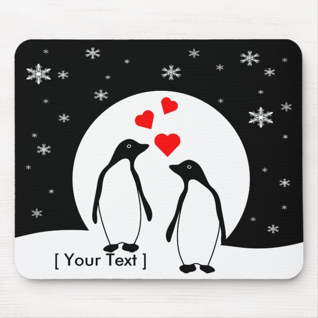 Tapis De Souris Pingouin Love Couple Mousepad (Devant)