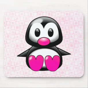 Tapis De Souris Pingouin rose mou