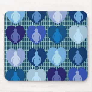 Tapis De Souris Pingouins Hearted bleus