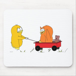 Tapis De Souris Pingouins jouant dans un chariot