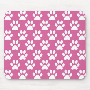 Tapis De Souris Pink and white puppy paws pattern