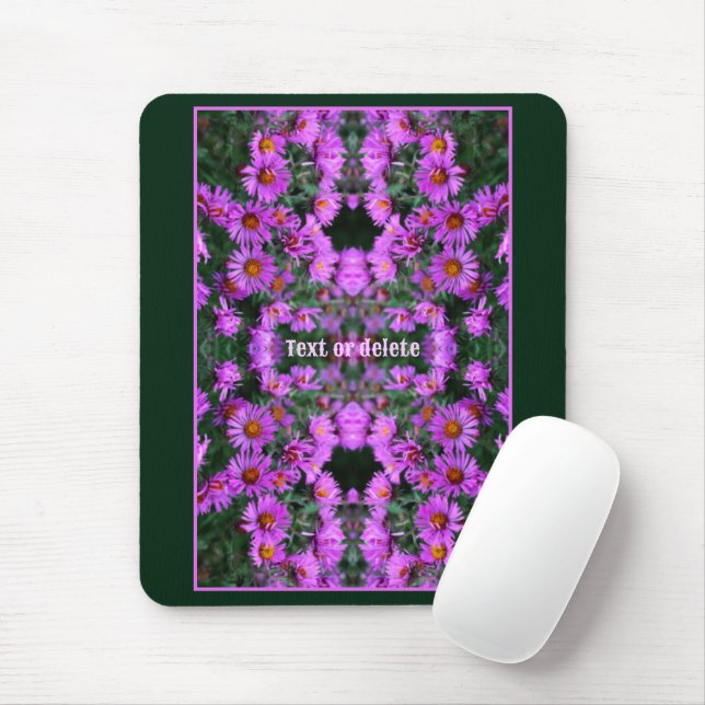 Tapis De Souris Pink Autumn Aster Flowers Abstrait Personnalisé (Avec souris)