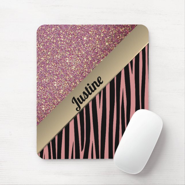 Tapis De Souris Pink Blush Glam Zebra Imprimer (Avec souris)