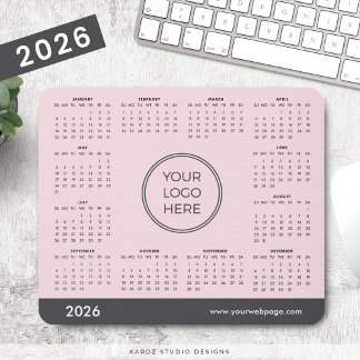 Tapis De Souris Pink Business Logo 2026 Calendrier Souris Pad
