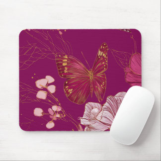 Tapis De Souris Pink Butterfly Mousepad