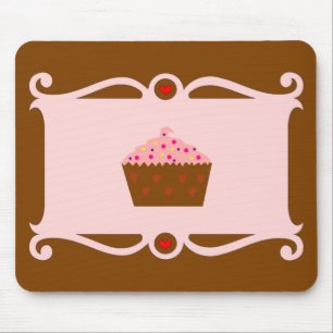 Tapis De Souris Pink & Chocolate Coeur Cupcake Mousepad