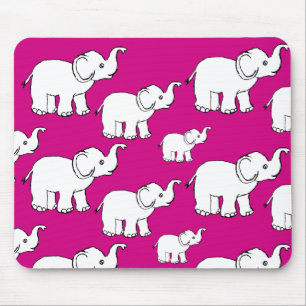 Tapis De Souris Pink Cute Animal Pattern Cartoon Elephant Pattern