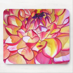 Tapis De Souris Pink Dahlia fleurs aquarelle art