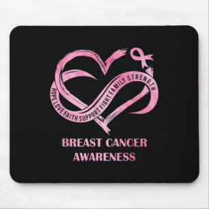Tapis De Souris Pink Heart Hope Love Faith Cancer du sein Sensibil