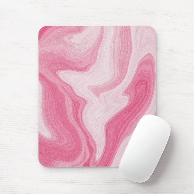 Tapis De Souris Pink Marble Swirl Pattern – Aesthetic Abstract  (Avec souris)