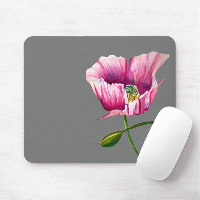 Tapis De Souris Pink Pop aquarelle fleur joli art (Avec souris)