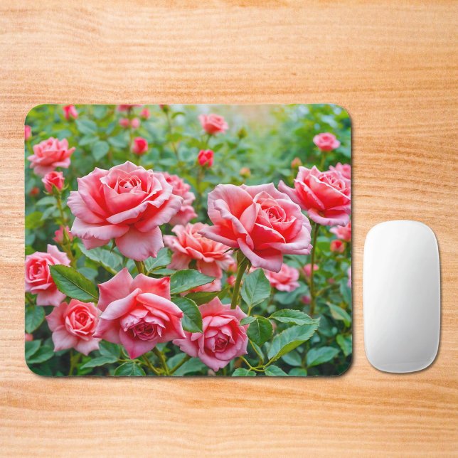 Tapis De Souris Pink Roses Mouse Pad (Mouse pad with pink roses)