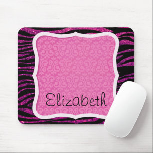 Tapis De Souris Pink Zebra, Glitter Zebra, Zebra Print, Your Name