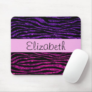 Tapis De Souris Pink Zebra, Purple Zebra, Glitter Zebra, Your Name