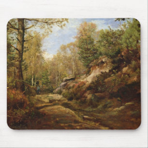 Tapis De Souris Pins et arbres de bouleau ou la forêt de