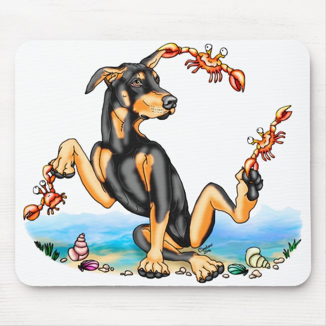 Tapis De Souris Pinscher Doberman Noir Kinda Crabby Pad (Devant)