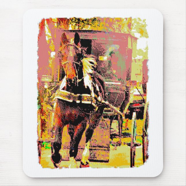 Tapis De Souris Pinto Amish Horse 8 bits Art (Devant)