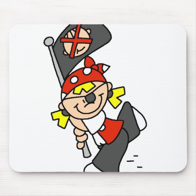 Tapis De Souris Pirate blond avec le drapeau (Devant)