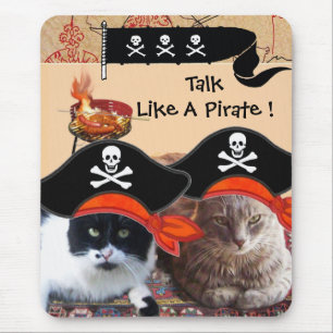 TAPIS DE SOURIS PIRATE CATS PIRATES PIRATES ANCIENS CARTES DE TRÉS