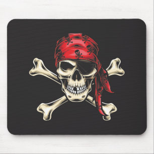 Tapis De Souris Pirate crâne et os croisés