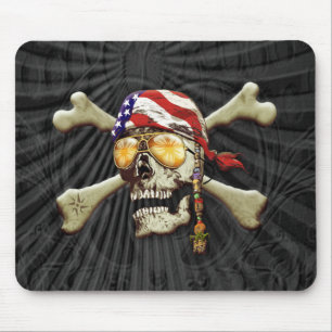 Tapis De Souris Pirate crâne et os croisés